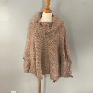 Cowl neck textured poncho sweater -plus